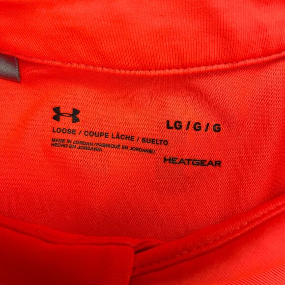 Under Armour Loose Heatgear Mens Large Red Short Sleeve Golf Polo Shirt - Picture 2 of 14